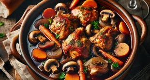 Rezept aus Frankreich - Coq au Vin - Hahn im Wein