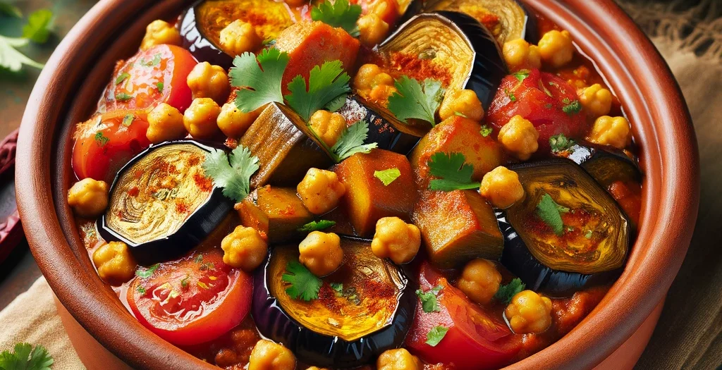 Vegan - Auberginen-Tajine mit Kichererbsen