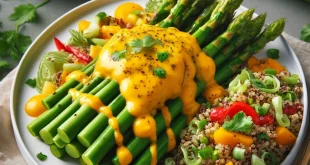 Exotischer Spargel mit Mango-Hollandaise und Quinoa-Salat