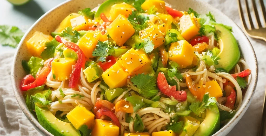 Nudelsalat mit Mango und Avocado