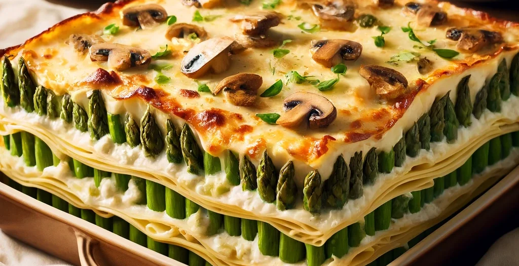 Spargel-Lasagne mit Pilzen