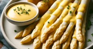 Weißer Spargel mit Hollandaise und neuen Kartoffeln