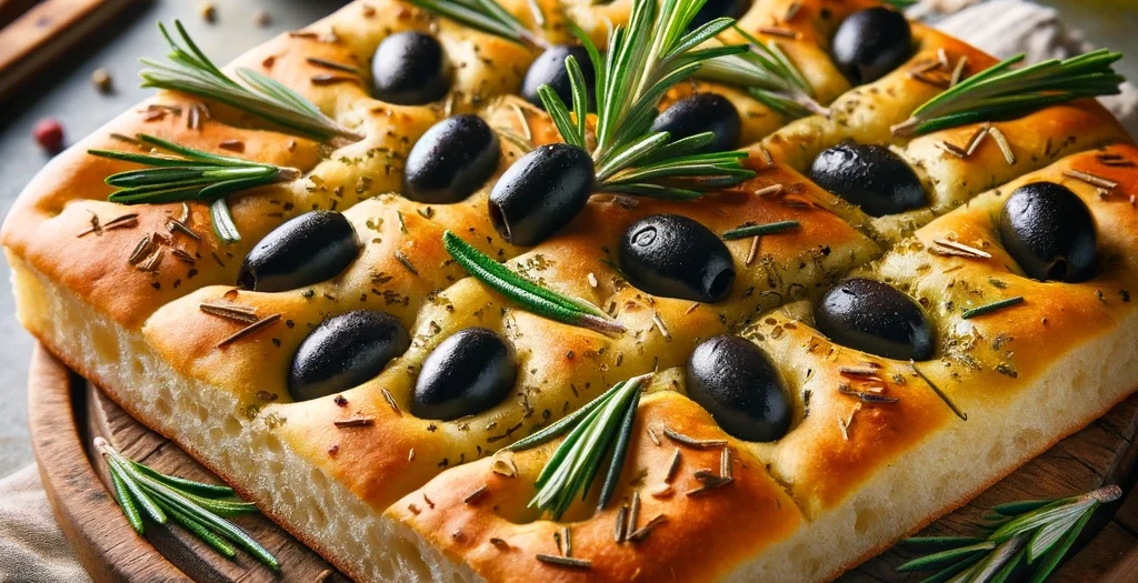 Focaccia mit Rosmarin und Oliven