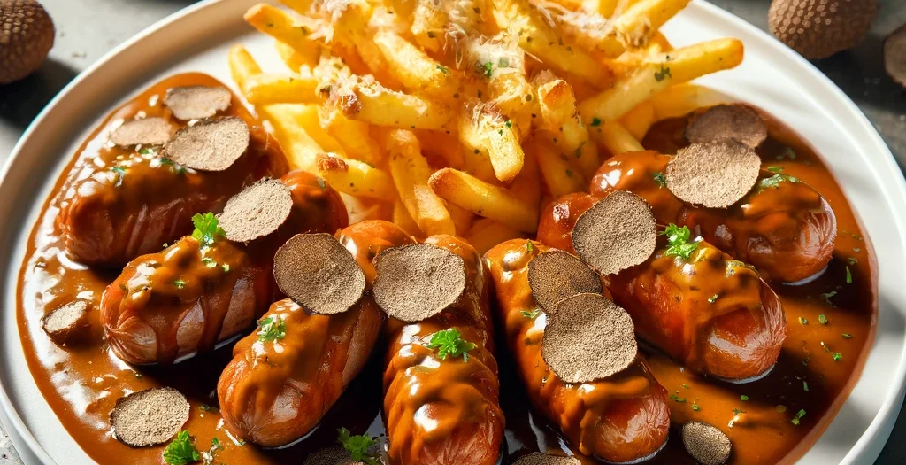 Gourmet-Currywurst mit Trüffel-Pommes