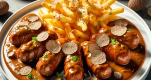 Gourmet-Currywurst mit Trüffel-Pommes