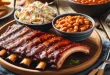 Smoker - BBQ-Spareribs mit Cole Slaw und Baked Beans