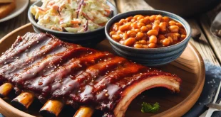 Smoker - BBQ-Spareribs mit Cole Slaw und Baked Beans