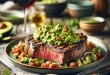 Gegrilltes Rib-Eye-Steak mit Avocado-Meerrettich-Salsa