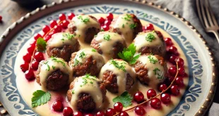 Köttbullar mit Preiselbeeren und Sahnesauce