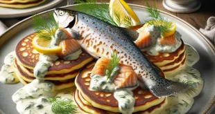 Rahmpfannkuchen mit Dill-Forelle