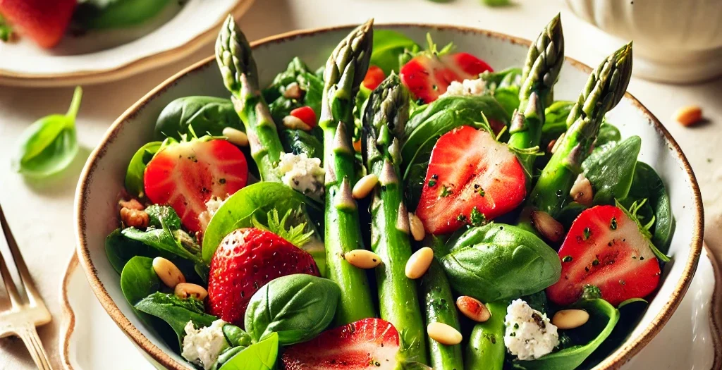 Sommersalat grüner Spargel-Erdbeeren