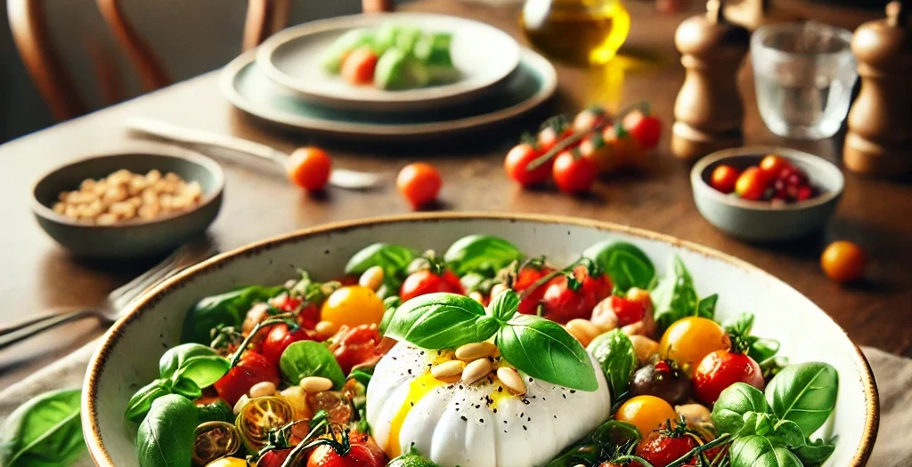 Sommersalat mit Kirschtomaten und Burrata