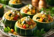 Vegetarisch gefüllte Zucchini mit Bulgur