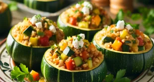 Vegetarisch gefüllte Zucchini mit Bulgur