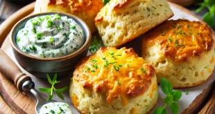 Cheddar-Scones mit Kräutercreme