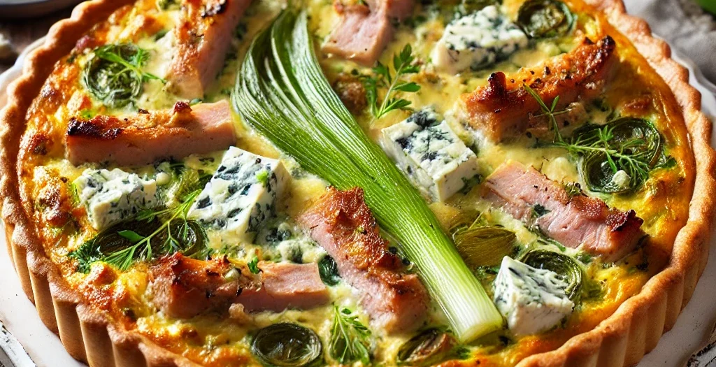 Kassler-Lauch-Quiche mit Blauschimmelkäse