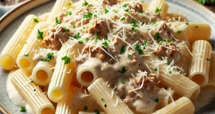 Weiße Bolognese auf Rigatoni