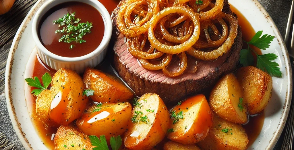 Zwiebelrostbraten mit Bratkartoffeln