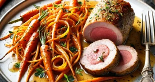 Kalbsrollbraten mit Orangen-Vanille-Möhren