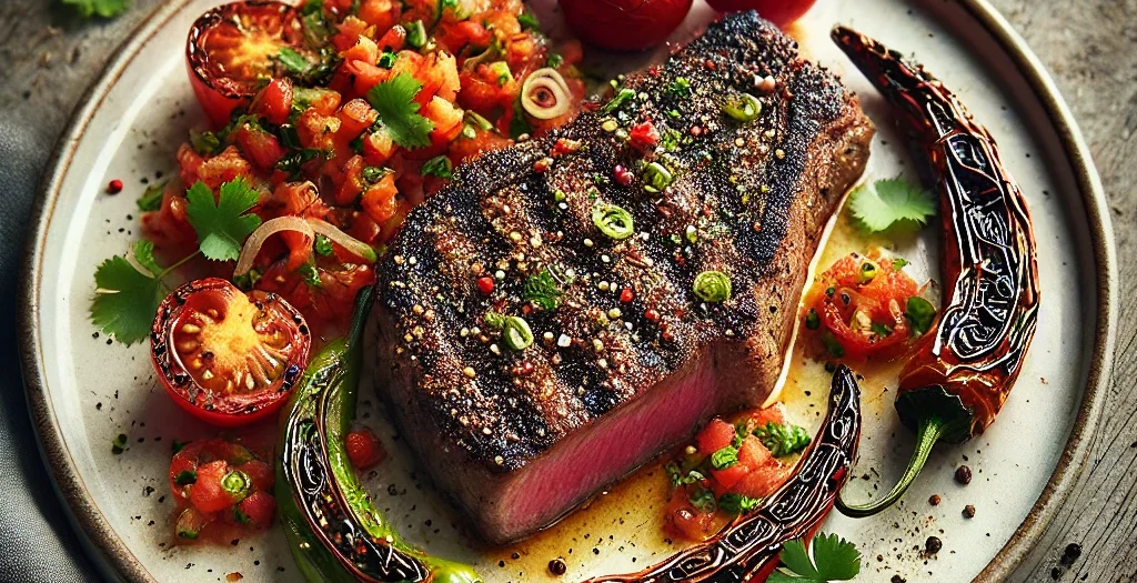 Pfeffer-Rumpsteak mit Tomaten-Salsa