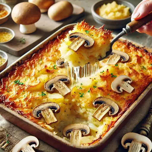 Kartoffel-Steinpilz-Gratin servieren