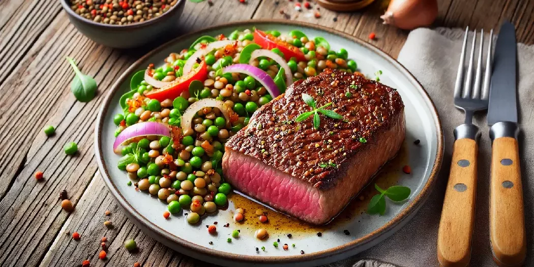 rinderhüftsteak mit linsensalat