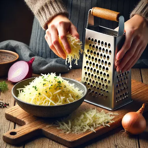 Kartoffeln reiben für Reibekuchen