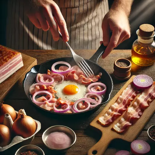 Speck und Zwiebeln braten