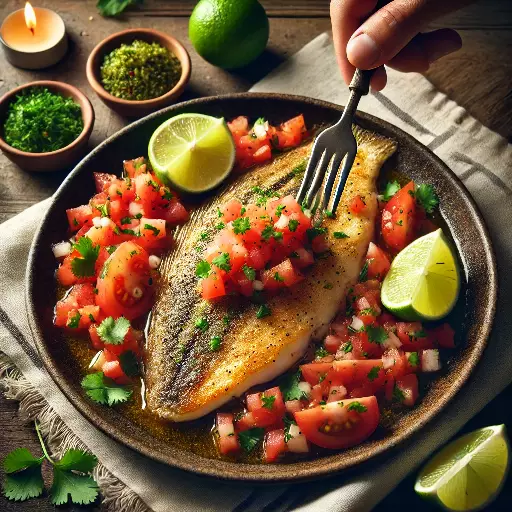 Lengfisch mit Salsa servieren