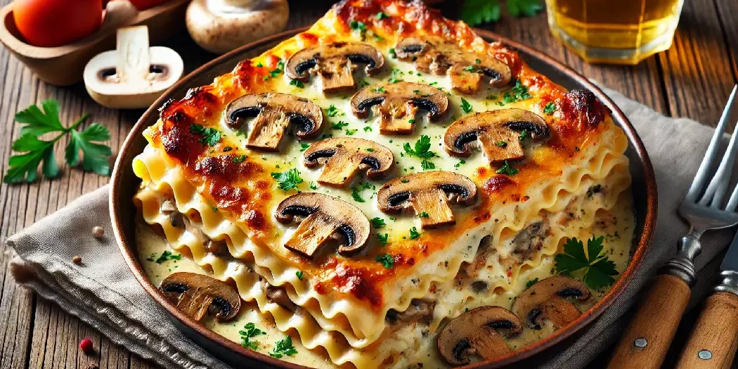 4 käse lasagne mit champignons