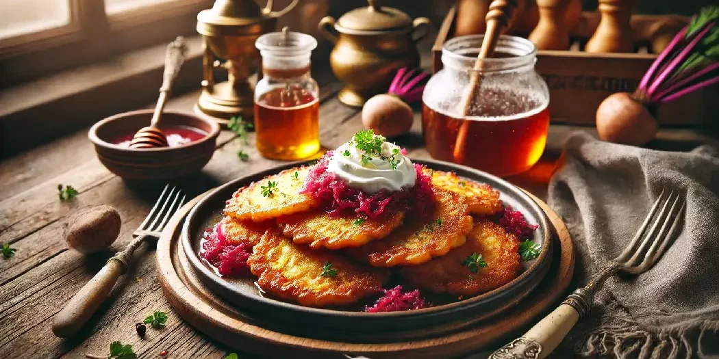 kartoffelpuffer mit rübenkraut