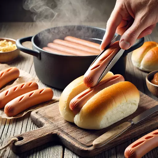 Brötchen und Würstchen vorbereiten